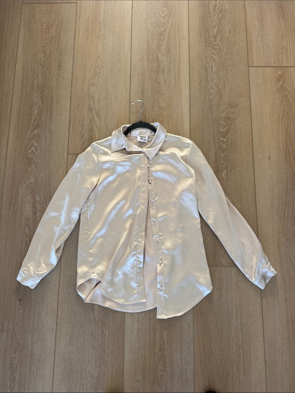 Princess Polly Satin Button-Up Blouse in Ivory